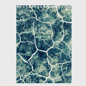 Скетчбук (блокнот) с принтом Chaos Stability в Тюмени, 100% бумага
 | 48 листов, плотность листов — 100 г/м2, плотность картонной обложки — 250 г/м2. Листы скреплены сверху удобной пружинной спиралью | background | blue | chaos | dark | gradient | green | ice | lighting | paints | ripples | spot | spots | stability | texture | white | белый | градиент | зеленый | лед | линии | молнии | полосы | пятна | пятно | светлый | синий | текстура | темн