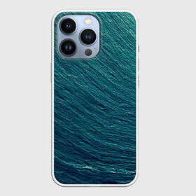 Чехол для iPhone 13 Pro с принтом Endless Sea в Тюмени,  |  | Тематика изображения на принте: background | blue | dark | gradient | green | lines | ocean | paints | ripples | sea | spot | spots | stripes | texture | waves | волны | голубая | градиент | зеленый | краски | линии | море | океан | полосы | пятна | пятно | рябь | текстура | т