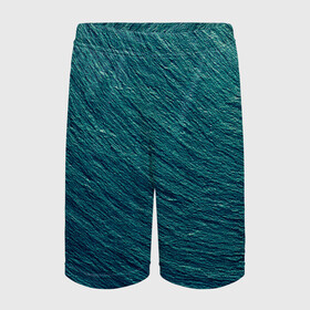Детские спортивные шорты 3D с принтом Endless Sea в Тюмени,  100% полиэстер
 | пояс оформлен широкой мягкой резинкой, ткань тянется
 | background | blue | dark | gradient | green | lines | ocean | paints | ripples | sea | spot | spots | stripes | texture | waves | волны | голубая | градиент | зеленый | краски | линии | море | океан | полосы | пятна | пятно | рябь | текстура | т