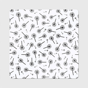 Магнит виниловый Квадрат с принтом Призрачные одуванчики в Тюмени, полимерный материал с магнитным слоем | размер 9*9 см, закругленные углы | Тематика изображения на принте: black and white | casual | dandelion | flowers | fly | minimalism | nature | pattern | spring | summer | весна | девушкам | летающие | лето | минимализм | монохром | одуванчики | паттерн | повседневный | поляна | природа | пух | растения | тексту