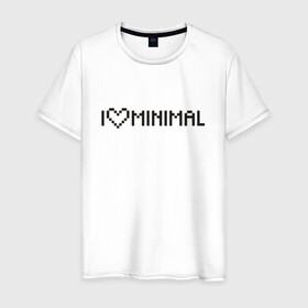 Мужская футболка хлопок с принтом I Love Minimal в Тюмени, 100% хлопок | прямой крой, круглый вырез горловины, длина до линии бедер, слегка спущенное плечо. | heart | inscription | minimalism | минимализм | надпись | сердце