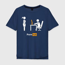 Мужская футболка хлопок Oversize с принтом Pornhub в Тюмени, 100% хлопок | свободный крой, круглый ворот, “спинка” длиннее передней части | interview | lettering | pc | people | work | люди | надпись | пк | работа | собеседование