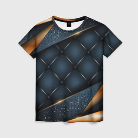 Женская футболка 3D с принтом 3D VIP GOLD CORNERS в Тюмени, 100% полиэфир ( синтетическое хлопкоподобное полотно) | прямой крой, круглый вырез горловины, длина до линии бедер | 3d | 3д | luxury | versace | vip | абстракция | блеск | блестки | версаче | вип | паттерн | роскошь | соты | текстуры