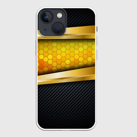 Чехол для iPhone 13 mini с принтом 3D ЗОЛОТЫЕ СОТЫ  БРОНЯ 3Д в Тюмени,  |  | 3d | 3д | luxury | versace | vip | абстракция | блеск | блестки | версаче | вип | паттерн | роскошь | соты | текстуры