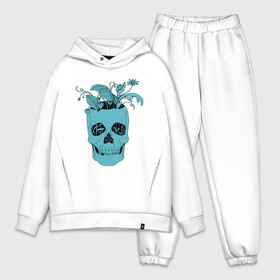 Мужской костюм хлопок OVERSIZE с принтом Цветущий череп в Тюмени,  |  | flowers | plants | skull | кости | растения | цветы | череп