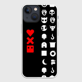 Чехол для iPhone 13 mini с принтом Любовь, смерть и роботы в Тюмени,  |  | love death robots | netflix | анимационные | знаки | иконки | кибер | крест | логотипы сериалов | нетфликс | роботы | сердце | сериалы | символы | черепа | черно белый