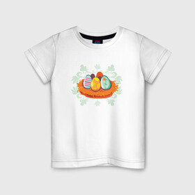 Детская футболка хлопок с принтом Яйца в Тюмени, 100% хлопок | круглый вырез горловины, полуприлегающий силуэт, длина до линии бедер | Тематика изображения на принте: пасха | пасхальные яйца | рисунок | узоры | яйца