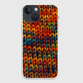 Чехол для iPhone 13 mini с принтом Радужная вязка в Тюмени,  |  | вязание | вязка | елочка | имитация | лицевая | радужная