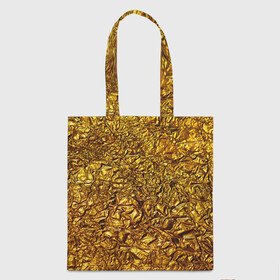 Шоппер 3D с принтом Сусальное золото в Тюмени, 100% полиэстер | Плотность: 200 г/м2; Размер: 34×35 см; Высота лямок: 30 см | Тематика изображения на принте: gold | золото | золотой | мятая | сусальное | фольга