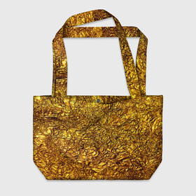 Пляжная сумка 3D с принтом Сусальное золото в Тюмени, 100% полиэстер | застегивается на металлическую кнопку; внутренний карман застегивается на молнию. Стенки укреплены специальным мягким материалом, чтобы защитить содержимое от несильных ударов
 | gold | золото | золотой | мятая | сусальное | фольга