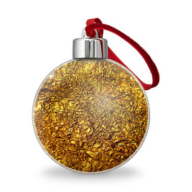 Ёлочный шар с принтом Сусальное золото в Тюмени, Пластик | Диаметр: 77 мм | Тематика изображения на принте: gold | золото | золотой | мятая | сусальное | фольга