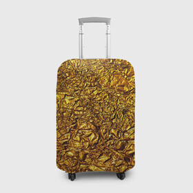 Чехол для чемодана 3D с принтом Сусальное золото в Тюмени, 86% полиэфир, 14% спандекс | двустороннее нанесение принта, прорези для ручек и колес | gold | золото | золотой | мятая | сусальное | фольга