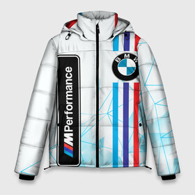 Мужская зимняя куртка 3D с принтом BMW БМВ M PERFORMANCE в Тюмени, верх — 100% полиэстер; подкладка — 100% полиэстер; утеплитель — 100% полиэстер | длина ниже бедра, свободный силуэт Оверсайз. Есть воротник-стойка, отстегивающийся капюшон и ветрозащитная планка. 

Боковые карманы с листочкой на кнопках и внутренний карман на молнии. | Тематика изображения на принте: bmw | m style | sport | x3. | x5 | x6 | x7 | авто | автомобиль | беха | бмв | бумер | м пакет | спорт