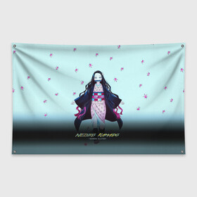 Флаг-баннер с принтом Nezuko Kamado Demon Slayer в Тюмени, 100% полиэстер | размер 67 х 109 см, плотность ткани — 95 г/м2; по краям флага есть четыре люверса для крепления | demon slayer | kamado | kimetsu no yaiba | nezuko | tanjiro | аниме | гию томиока | зеницу агацума | иноске хашибира | камадо | клинок | корзинная девочка | манга | музан кибуцуджи | незуко | рассекающий демонов | танджиро