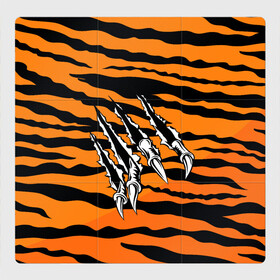 Магнитный плакат 3Х3 с принтом След от когтей тигра в Тюмени, Полимерный материал с магнитным слоем | 9 деталей размером 9*9 см | tiger | восточный тигр | год тигра | когти | кошка | тигр | тигренок | хищник