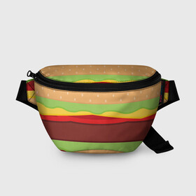 Поясная сумка 3D с принтом Бутерброд в Тюмени, 100% полиэстер | плотная ткань, ремень с регулируемой длиной, внутри несколько карманов для мелочей, основное отделение и карман с обратной стороны сумки застегиваются на молнию | Тематика изображения на принте: background | burger | fast food | food | hamburger | sandwich | texture | будет | бургер | бутерброд | гамбургер | еда | текстура | фастфуд | фон
