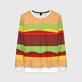 Женский свитшот 3D с принтом Бутерброд в Тюмени, 100% полиэстер с мягким внутренним слоем | круглый вырез горловины, мягкая резинка на манжетах и поясе, свободная посадка по фигуре | background | burger | fast food | food | hamburger | sandwich | texture | будет | бургер | бутерброд | гамбургер | еда | текстура | фастфуд | фон