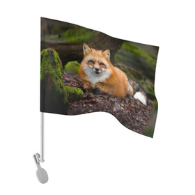 Флаг для автомобиля с принтом Взрослый строгий лис в Тюмени, 100% полиэстер | Размер: 30*21 см | fox | foxy | животное | звери | лиса | лисенок | лисичка | милая | рыжая | фокс