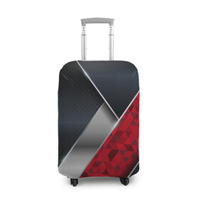 Чехол для чемодана 3D с принтом 3D BLACK AND RED METAL в Тюмени, 86% полиэфир, 14% спандекс | двустороннее нанесение принта, прорези для ручек и колес | 3d | 3д | luxury | versace | vip | абстракция | блеск | блестки | версаче | вип | паттерн | роскошь | соты | текстуры