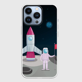 Чехол для iPhone 13 Pro с принтом Астронавт покоряет космос в Тюмени,  |  | Тематика изображения на принте: astronaut | moon | planets | rocket | shuttle | space | stars | звёзды | космонавт | космос | луна | планеты | ракета | шаттл