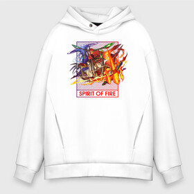 Мужское худи Oversize хлопок с принтом Spirit of fire в Тюмени, френч-терри — 70% хлопок, 30% полиэстер. Мягкий теплый начес внутри —100% хлопок | боковые карманы, эластичные манжеты и нижняя кромка, капюшон на магнитной кнопке | anna | asakura | asakura anna | asakura hao | asakura yoh | hao | ren | shaman | shaman king | soulб | yoh | аниме | анна | дух | духи | йо | рен | хао | шаман | шаман кинг | шаманы