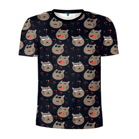 Мужская футболка 3D спортивная с принтом Котомания YES в Тюмени, 100% полиэстер с улучшенными характеристиками | приталенный силуэт, круглая горловина, широкие плечи, сужается к линии бедра | коты | кошки | настроение | рисование | характер | эмоции