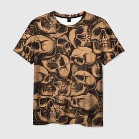 Мужская футболка 3D с принтом Черепа в Тюмени, 100% полиэфир | прямой крой, круглый вырез горловины, длина до линии бедер | Тематика изображения на принте: rock and roll | rock n roll | skull | рок н ролл | череп | черепушка