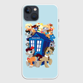 Чехол для iPhone 13 с принтом My little pony x Doctor Who в Тюмени,  |  | my little pony | весёлая пинки пай | добрая флаттершайн | доктор кто | дружба это чудо | единорог | единороги | май литл пони | мульт | мультфильм | радуга дэш | селестия | спайк | сумеречная искорка