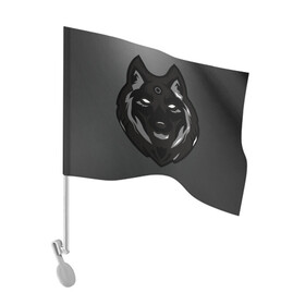 Флаг для автомобиля с принтом Демон волк в Тюмени, 100% полиэстер | Размер: 30*21 см | волк | зверь | серый | тьма | хищник | чёрный