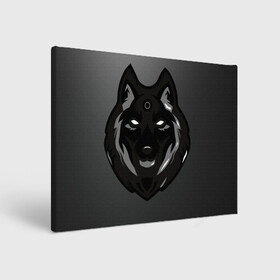 Холст прямоугольный с принтом Демон волк в Тюмени, 100% ПВХ |  | волк | зверь | серый | тьма | хищник | чёрный