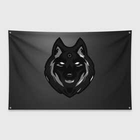 Флаг-баннер с принтом Демон волк в Тюмени, 100% полиэстер | размер 67 х 109 см, плотность ткани — 95 г/м2; по краям флага есть четыре люверса для крепления | волк | зверь | серый | тьма | хищник | чёрный