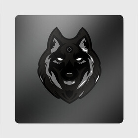 Магнит виниловый Квадрат с принтом Демон волк в Тюмени, полимерный материал с магнитным слоем | размер 9*9 см, закругленные углы | Тематика изображения на принте: волк | зверь | серый | тьма | хищник | чёрный