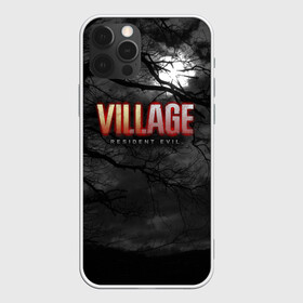 Чехол для iPhone 12 Pro с принтом Resident Evil: Village $$$ в Тюмени, силикон | область печати: задняя сторона чехла, без боковых панелей | alsina dimitrieska | darkness | game | inscription resident evil: village | moon | print resident evil: village | village | альсина димитриеска | деревня | игра | луна | надпись resident evil: village | принт resident evil: village | тьма