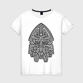 Женская футболка хлопок с принтом Лик Сварога в Тюмени, 100% хлопок | прямой крой, круглый вырез горловины, длина до линии бедер, слегка спущенное плечо | бог | религия | русь | сварог | славянский | язычество