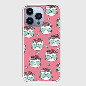 Чехол для iPhone 13 Pro с принтом Котики с цвточками в Тюмени,  |  | cat | cats | kitten | глаза | глазки | девочкам | кот | котёнок | котик | котики | котэ | котята | кошак | кошка | кошки | красивая | милая | прикольная | светлая | темная | черная
