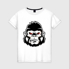 Женская футболка хлопок с принтом Bad Monkey в Тюмени, 100% хлопок | прямой крой, круглый вырез горловины, длина до линии бедер, слегка спущенное плечо | animal | beast | gorilla | monkey | горилла | животные | зверь | конг | обезьяна | природа | хищник