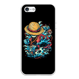 Чехол для iPhone 5/5S матовый с принтом One Piece. Retro Style в Тюмени, Силикон | Область печати: задняя сторона чехла, без боковых панелей | d | one | piece | белоус | боа | брук | ван | гарп | гоинг | д | дозор | зоро | кид | ло | луффи | мерри | михоук | монки | нами | пис | робин | ророноа | сабо | санджи | санни | саузенд | соломенная | тич | трафальгар