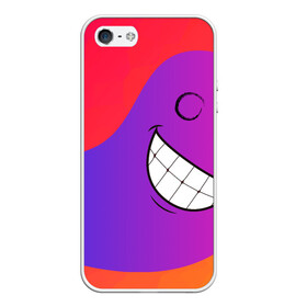Чехол для iPhone 5/5S матовый с принтом Градиент призрак в Тюмени, Силикон | Область печати: задняя сторона чехла, без боковых панелей | градиент | краски | красный | лицо | призрак | улыбка | фиолетовый