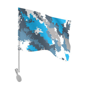 Флаг для автомобиля с принтом Камуфляж (ледяной) в Тюмени, 100% полиэстер | Размер: 30*21 см | Тематика изображения на принте: камуфляж | ледяной | милитари | мороз | синий | холод