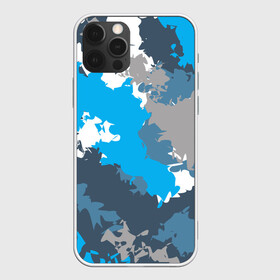 Чехол для iPhone 12 Pro с принтом Камуфляж (ледяной) в Тюмени, силикон | область печати: задняя сторона чехла, без боковых панелей | Тематика изображения на принте: камуфляж | ледяной | милитари | мороз | синий | холод