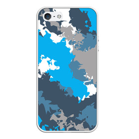 Чехол для iPhone 5/5S матовый с принтом Камуфляж (ледяной) в Тюмени, Силикон | Область печати: задняя сторона чехла, без боковых панелей | Тематика изображения на принте: камуфляж | ледяной | милитари | мороз | синий | холод