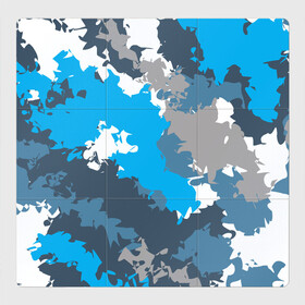 Магнитный плакат 3Х3 с принтом Камуфляж (ледяной) в Тюмени, Полимерный материал с магнитным слоем | 9 деталей размером 9*9 см | Тематика изображения на принте: камуфляж | ледяной | милитари | мороз | синий | холод