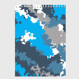 Скетчбук (блокнот) с принтом Камуфляж (ледяной) в Тюмени, 100% бумага
 | 48 листов, плотность листов — 100 г/м2, плотность картонной обложки — 250 г/м2. Листы скреплены сверху удобной пружинной спиралью | камуфляж | ледяной | милитари | мороз | синий | холод