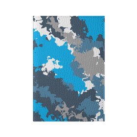 Обложка для паспорта матовая кожа с принтом Камуфляж (ледяной) в Тюмени, натуральная матовая кожа | размер 19,3 х 13,7 см; прозрачные пластиковые крепления | Тематика изображения на принте: камуфляж | ледяной | милитари | мороз | синий | холод