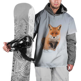 Накидка на куртку 3D с принтом Лисица прыгает по снегу в Тюмени, 100% полиэстер |  | fox | foxy | животное | звери | лиса | лисенок | лисичка | милая | рыжая | фокс