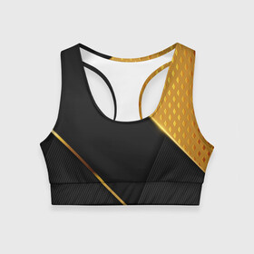 Женский спортивный топ 3D с принтом 3D BLACK & GOLD в Тюмени, 82% полиэстер, 18% спандекс Ткань безопасна для здоровья, позволяет коже дышать, не мнется и не растягивается |  | 3d | 3д | gold | абстракция | золото | паттерн | соты | текстуры