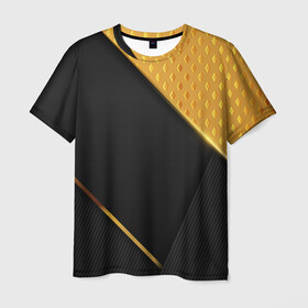 Мужская футболка 3D с принтом 3D BLACK & GOLD в Тюмени, 100% полиэфир | прямой крой, круглый вырез горловины, длина до линии бедер | 3d | 3д | gold | абстракция | золото | паттерн | соты | текстуры