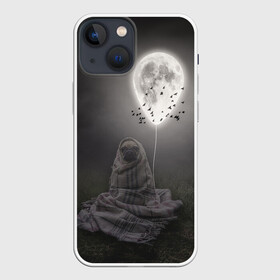 Чехол для iPhone 13 mini с принтом Мопс и луна в Тюмени,  |  | луна | мопс | ночь | пёс | собака | собачка | щенок