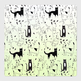 Магнитный плакат 3Х3 с принтом узор простые рисунки котов в Тюмени, Полимерный материал с магнитным слоем | 9 деталей размером 9*9 см | ветеринару | градиент | коты | котята | кошатнику | кошки | любителю кошек | мило | минимализм | мяу | примитив | рисованные котики | рисунок