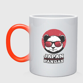 Кружка хамелеон с принтом Japan Kingdom of Pandas в Тюмени, керамика | меняет цвет при нагревании, емкость 330 мл | art | japanese | panda | retro look | style | vintage look | арт | винтаж | винтажный стиль | кингдом | королевство | королевство панд | крутая панда в очках | панда | пандочка | ретро стиль | рисунок панды | япония | 